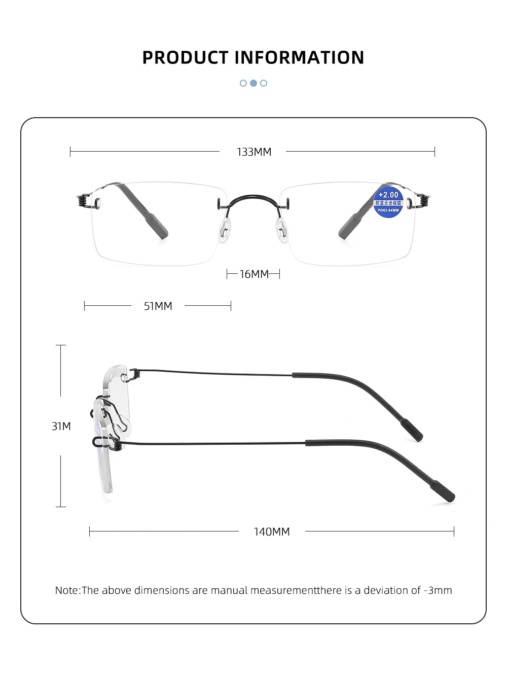 Titanium Reading Glasses Men High Quality Magnifying Presbyopic Eyeglasses Titanium Frames Anti Blue Light Rimless Glasses Men