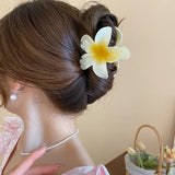 Hot Bohemia Gradient Colorful Acrylic Egg Flowers Hair Claw Clips For Women Beach Forest Style Sweet Headwear New Accessories