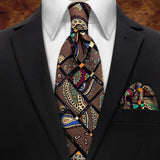 MUGIVALA 9CM Retro business banquet suit paisley vintage pattern tie pocket square set