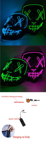 Cosmask Halloween Neon Mask Led Mask Masque Masquerade Party Masks Light Glow In The Dark Funny Masks Cosplay Costume Supplies