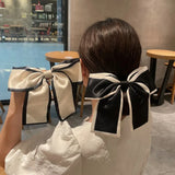 Chouchous pour cheveux coréens noirs avec nœud en soie pour femmes, élégants, élastiques, queue de cheval, accessoires pour cheveux