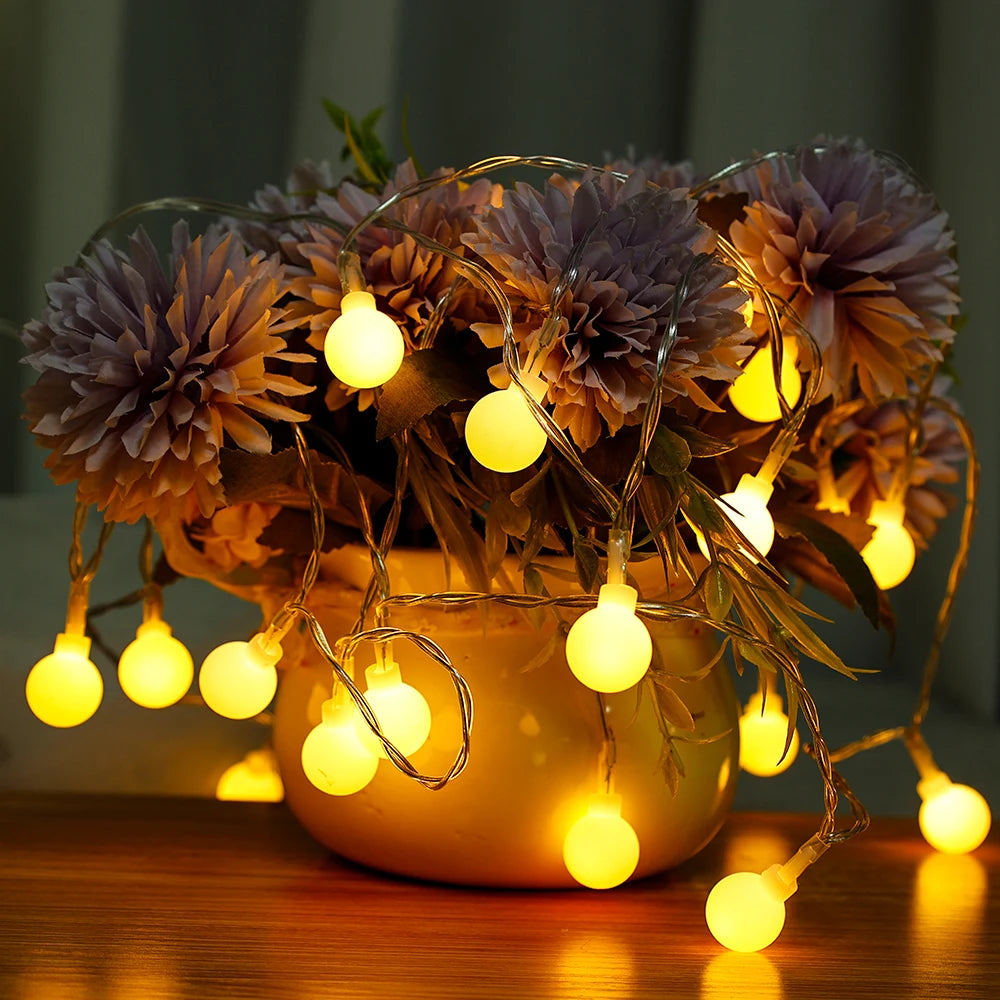 LED Light String Fairy Bubble Ball Light Festive Light Garland EU/US  Plug Indoor Christmas Wedding Outdoor Garden Decoration