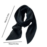 90cm Size Scarf Pleated Crinkle Women's Hijab Wrinkle Shawl Scarves Women Satin Scarf Neckerchief Square Skinny Hair Tie Band