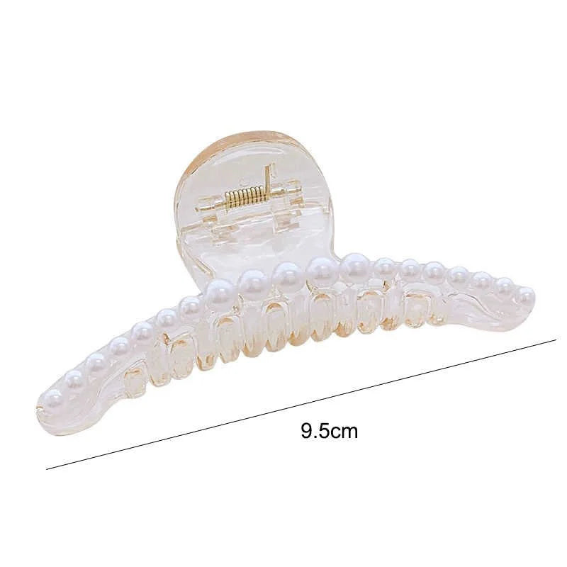 Simulated Pearl Hair Claws for Women Korean Acrylic Hair Clips Girls Large Size Barrette Shark Clip Fashion Hair Accessories