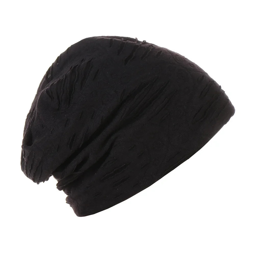 Unisex Men Women Beanie Cotton Night Sleep Cap Bonnet Chemo Hat Headwear Turban Baggy Hair Care Nightcap Pullover Hat Solid Colo