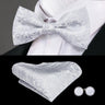 Hi-Tie Brand Silk Pre-tied Men's Bow Tie Hanky Cufflinks Set Bowtie for Male Jacquard Solid Paisley Floral Wedding Business Gift