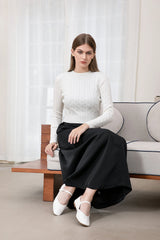 AP Women 2025 Autumn and Winter Cableknit Sweater Soft Casual Five Color Available Lady Satin Dress