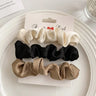 3/4/5 PCS Elastic Bands Elegant Solid Color Satin Pleated Scrunchies Woman Strong Ponytail Hair Ties Accessories Wholesale