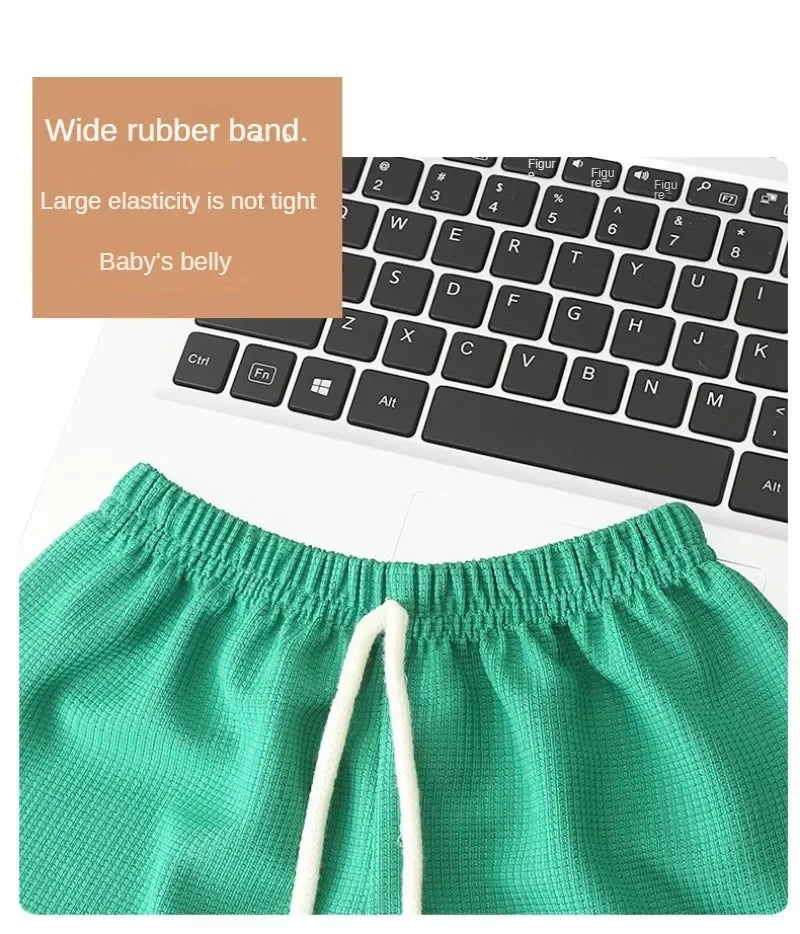 2Pcs Fashion Children Short Sleeve Shorts Sets Summer Kids Clothes Boy Girl Baby Cotton Tee Pant Outfits Soild Color Tracksuits