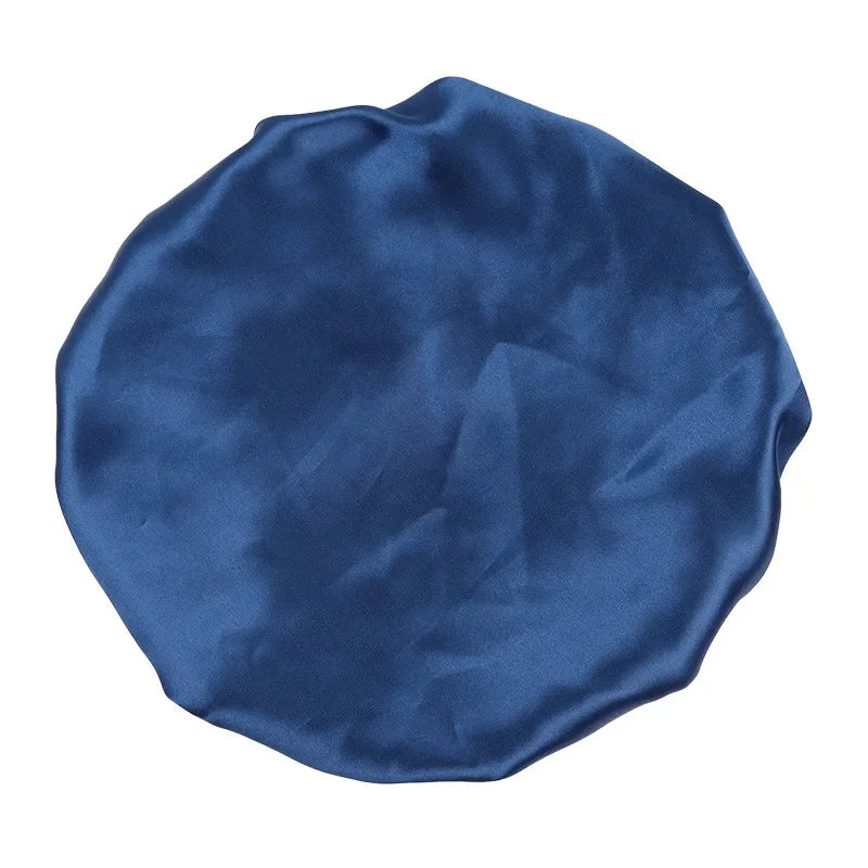 Women's Satin Solid Elastic Wide-brimmed Sleeping Hat Unisex Head Wrap Elastic Band Cap Hair Care Bonnet Night Hat bonnet