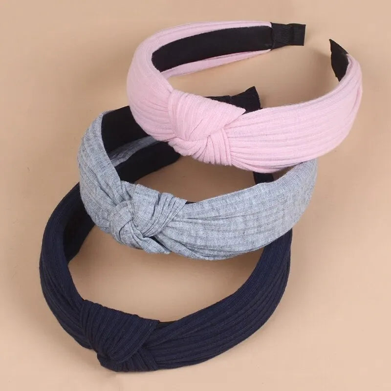 3Pcs Knotted Headbands for Women Girls Solid Color Hair Band Simple Cross Knot Hairbands Headwear Hair Accessories for Women