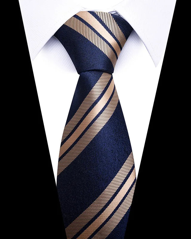 High-quality Wedding Ties For Men Fashion New Style Blue Strip Print Neckties Daily Office Apparel Accessories Gift For Man