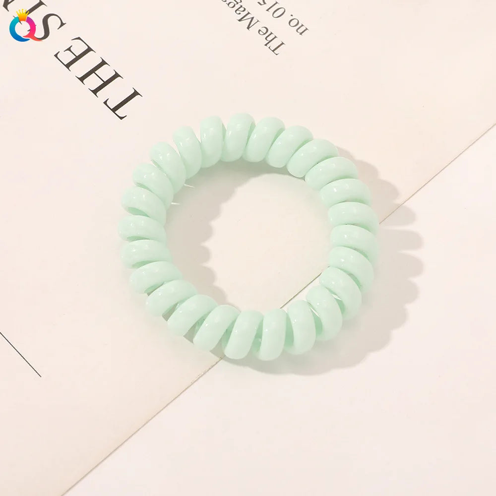 High Elasticity Telephone Coil Hairbands Women Spiral Hair Ties Girls Hair Rings Rope Solid Color Hair Accessories Gum Scrunchy