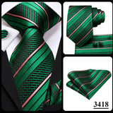 Hi-Tie Dark Green Psialey Silk Elegant Tie For Men Groom Wedding Men Necktie Pocket Square Cufflink Accessory Wholesale Designer