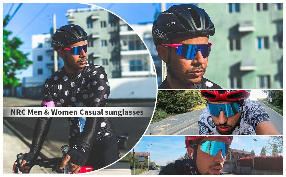 1 Lens NRC Cycling Sunglasses UV400 TR90 Sports Bicycle Glasses MTB Mountain Bike Fishing Hiking Riding Eyewear for Men Women