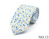 New Chic Floral Tie For Men Women 100% Cotton Beautiful Elegant Flower Necktie White Blue Narrow Skinny Wedding Casual Cravat