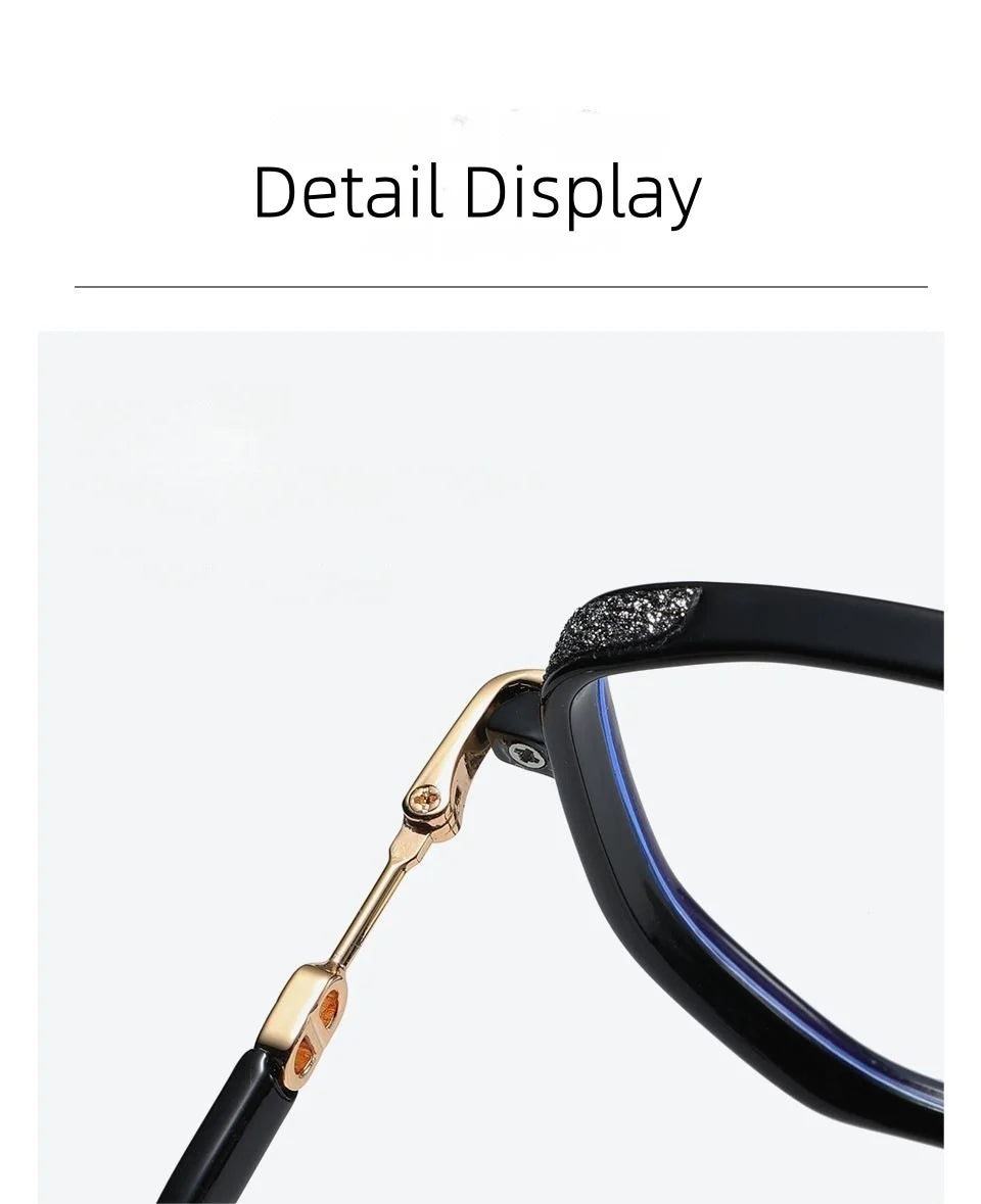 Blue Light Blocking Reading Glasses with Glitter Frame Fashion Oversized Presbyopia Glasses Slimming for Men Women