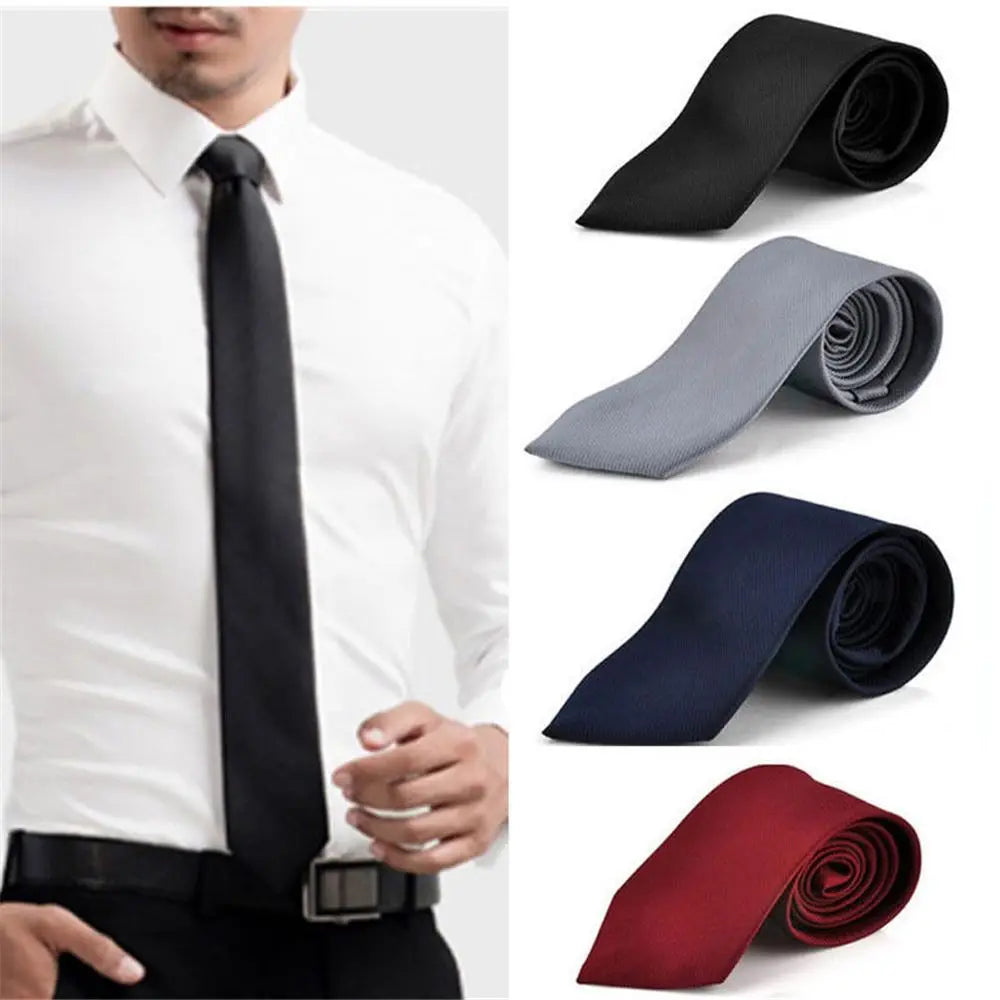 Fashion Casual Slim Plain Mens Solid Skinny Neck Party wedding Tie Silk Necktie