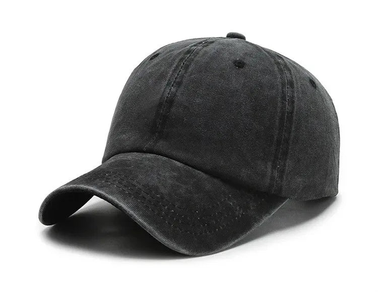 Hat Men's Washed Coated Baseball Cap Color Tile Korean Version Simple Dome Cap Solid Color Sports Sun Hat