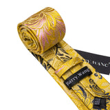 Black Gold Pink Men Wedding Neck Tie Silm Floral Silk Necktie Jacquard Pocket Square Cufflinks Sets Business Party Barry.Wang