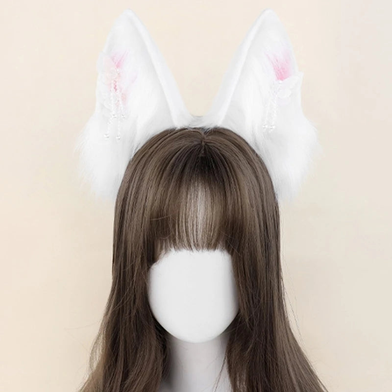 Y5GC Bendable Cats Ear Hairband Plush Animal Ear Hairband For Anime Enthusiasts Roleplay and Halloween Party DressingUp Props
