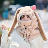 Cartoon Rabbit Ear Ski Helmet Cover Comfortable Soft Cycling Skiing Helmet Hat Lovely Winter Warm Plush Cap for Girl Women