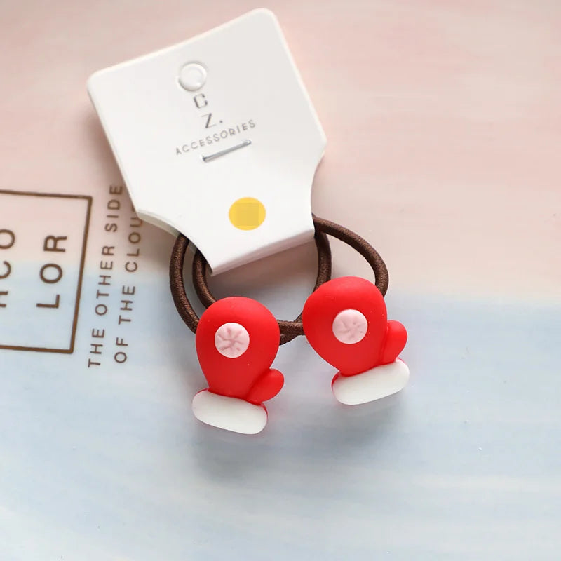 2pcs New Cute Cartoon Christmas Elk Elastic Hair Bands Rubber Hair Rope Tie Girls Hair Scrunchie Ponytail Holder Gum Accessories