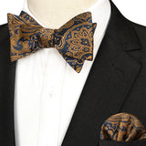 EASTEPIC Striped Bow Tie for Men Hanky Set Plaid Accessory Paisley Neckwear Floral Design Polka Dot Pure Black Evening Party