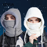 Plush Warm Hat Thickned Beanies Cap Outdoor Windproof Scarf One-Piece Hat Hood Cover Fleece Hat for Cycling Running Waterproof