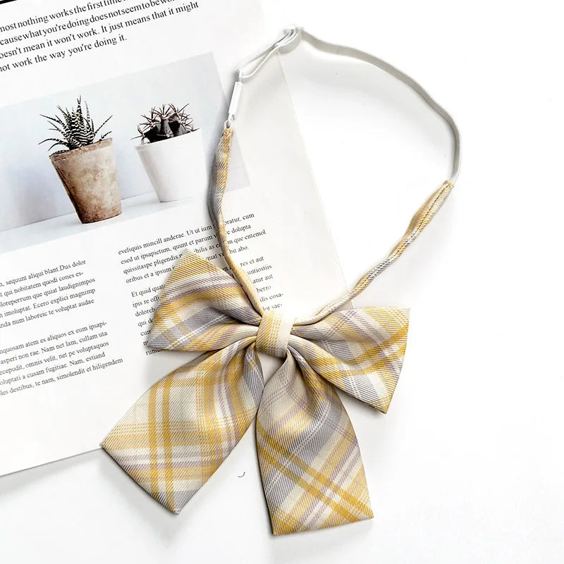 Fashion JK Bowtie Women College Student Collar Tie Cotton Plaid Bowknot Lolita Girls Adjustable Butterfly Anime Cosplay Cravat