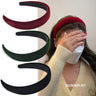 3 Pcs Black Velvet Padded Headbands for Women, Soft Simple Headband for Girls and Teens, Plain No Teeth Thick Hoops Hair Accesso