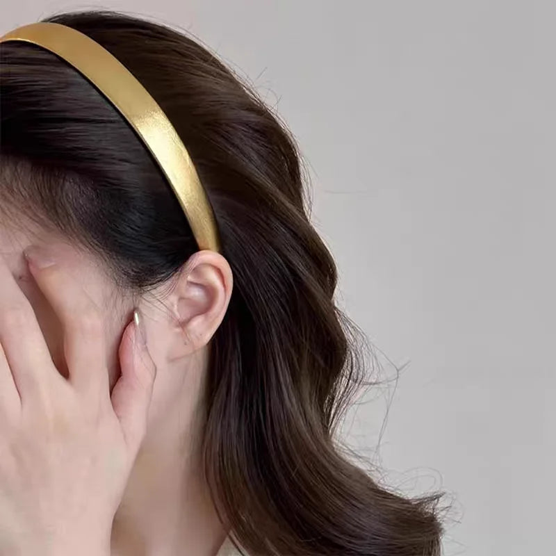 New Europe and America Elegant Gold Sliver Leather PU Hairband Headband for Women Girls Hair Bands Hair Accessories