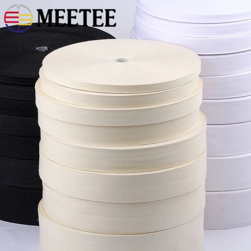 1Pc(90M) 10/15/20/25/30/35mm Cotton Webbings Tapes Bag Belt Lable Ribbons Bands DIY Sewing Clothes Tag Tape Bias Binding Crafts