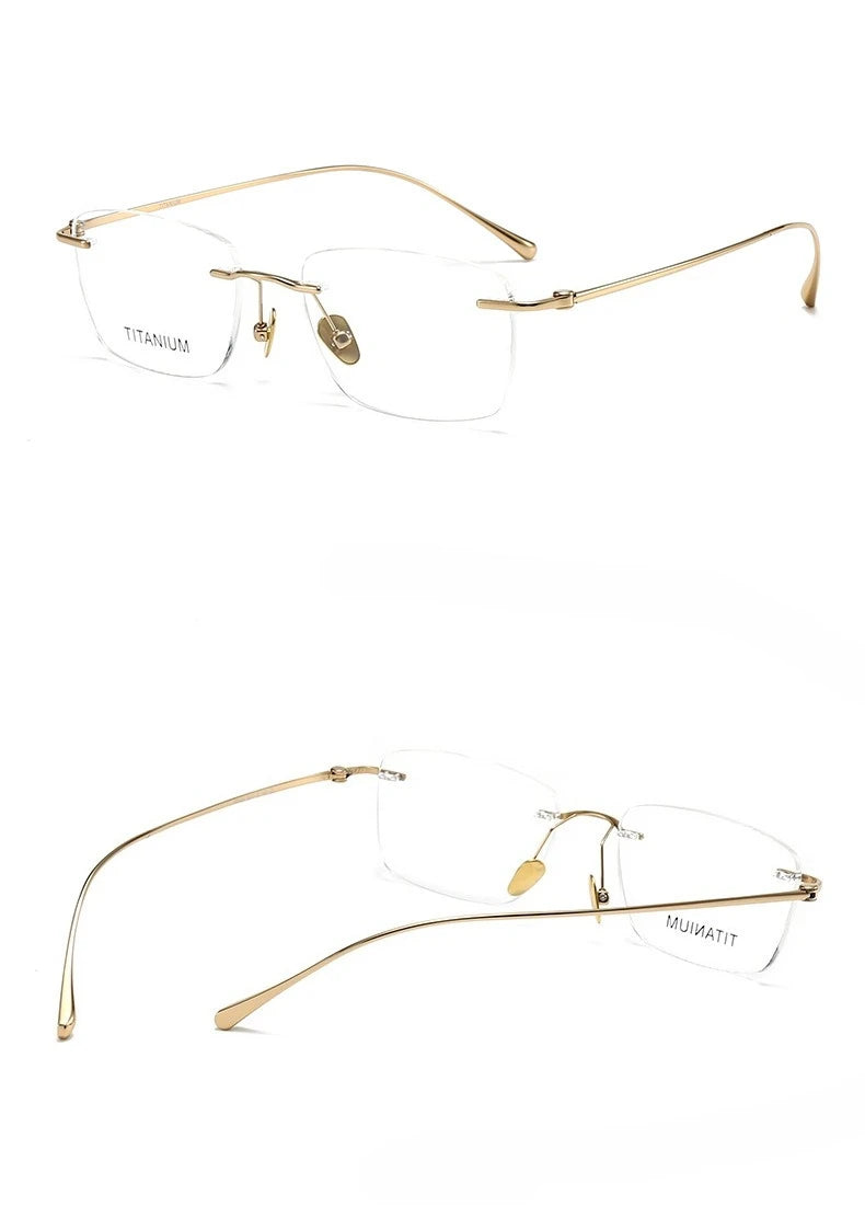 Fashionable and Simple Frameless Titanium Alloy Business Men's Glasses Personalized High-quality Women's Frames Suitable  Myopia