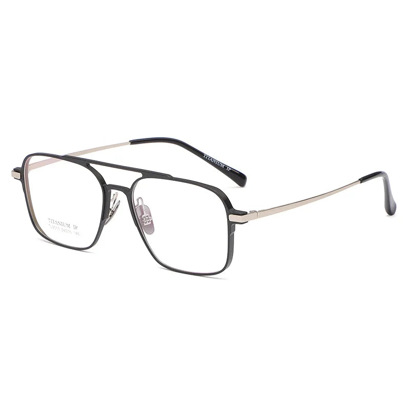 Light Pure Titanium Frames Retro Polygon Spectacle Pilot Ultra Double Bridge Customized Optical Prescription Eyeglasses Man