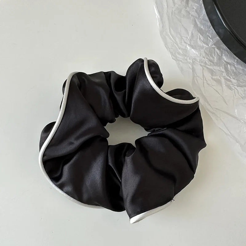Korean Woman Large Elegant Satin Elastics Hair Band Solid Color Scrunchies Hair Ties Ladies Ponytail Hold Girls Hair Accessories