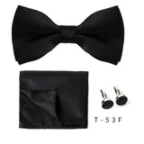 Men Ties Set Solid Color Bowtie Cravat Cufflinks Handkerchief Fashion Butterfly Party Wedding Bow Ties For Men Shirt Accessories