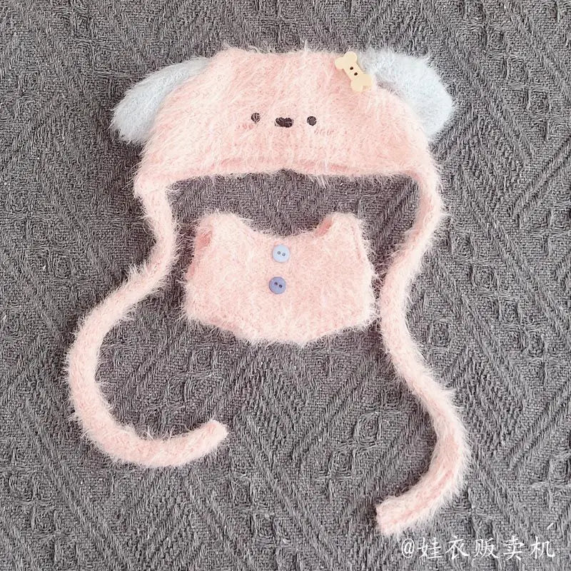 Mini Doll Clothes Winter Clothes Set One-piece Sweater Hat Scarf Clothing Gift Labubu Outfit Accessories For 17cm Labubu V1 V2