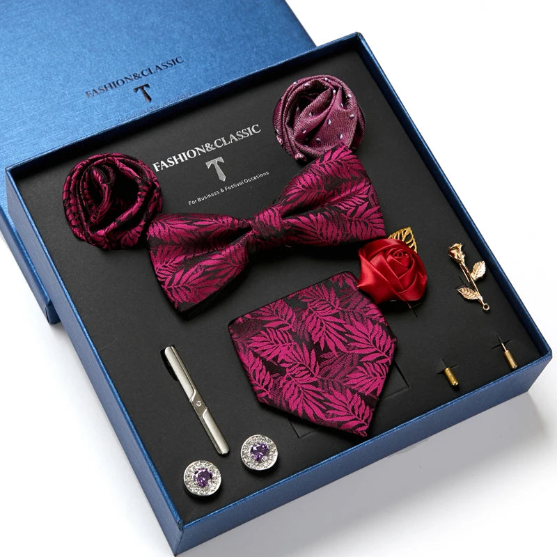 Holiday Gift Box Tie For Men Tie Handkerchief Pocket Squares Cufflink Set Necktie Box Man Dark Grey April Fool's Day