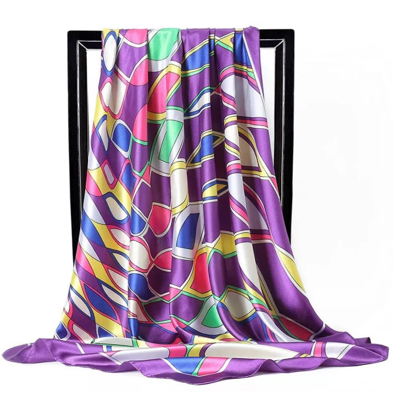 Print Shawls 2022 Luxury Sunscreen Kerchief Four Seasons Bandannas Popular Flower 90X90CM Silk Scarves Fashion Colour Headcloth