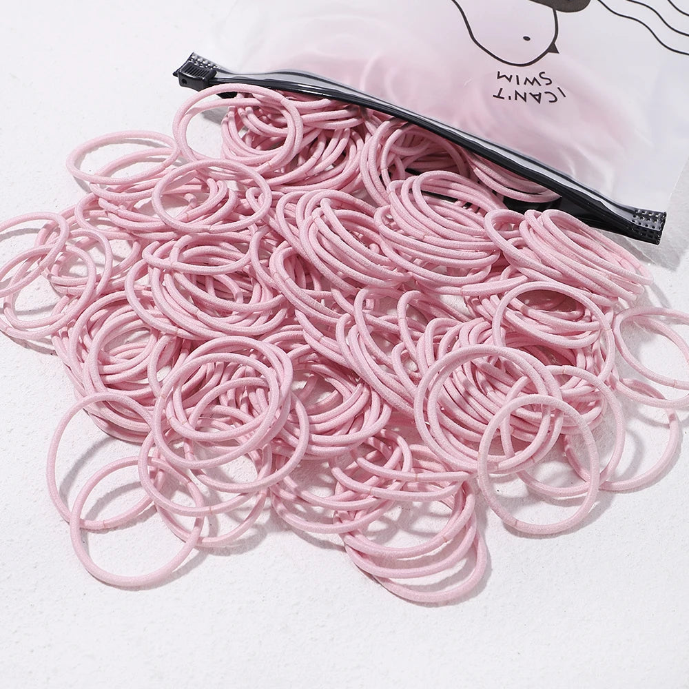 50PCS Macaron Rubber Band Hairband Headband High Elastic Durable Hair Ring Tied High Ponytail Women's Kids Hair Headwear