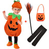 Kids Halloween Party Costume Romper with Hat Shoes Toddler Pumpkin One-Piece Boy Girl Baby Jumpsuit Cosplay Clothing Set 1-10T
