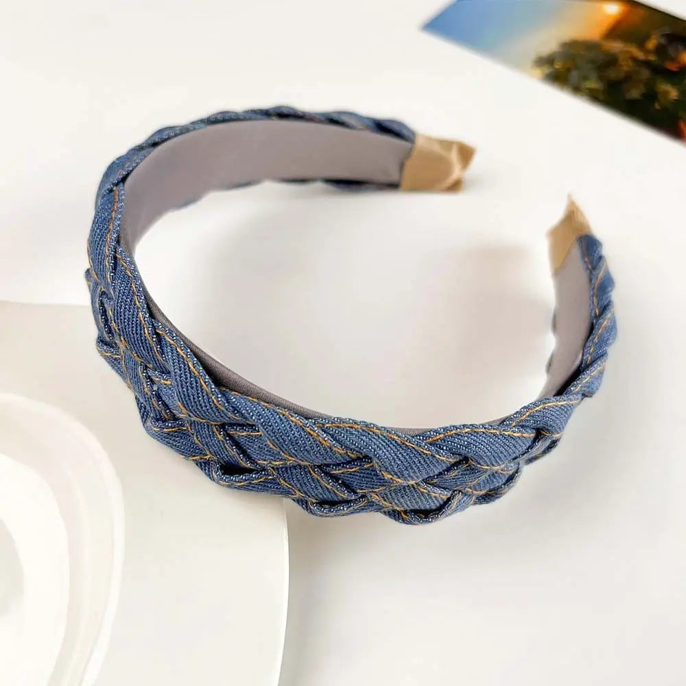 Women Denim Cloth Knotted Headbands Hairbands Headdress INS Fashion Cool Cowboy Wide Head Bands Hair Hoops
