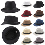 New Fashion Retro Men Wide Brim Hat Vintage Couple Cap Outdoor Adult Bowler Hats Summer Sun Straw Caps Men's Top Jazz Hat