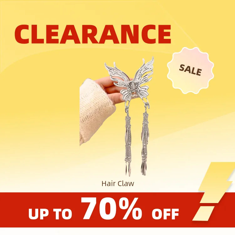 Clearance_1 Pcs Butterfly Clips Hair Silver Hair Barrettes Fluttering Tassel Hair Accessories,Non Slip Cute Hair Claw Clip for W