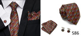 Luxury Tie Handkerchief Pocket Squares Cufflink Set Necktie For Men Blue Red Clothing Accessories