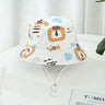 Cartoon Printing Baby Bucket Hat Cotton Breathable Kids Fisherman Hat Infant Toddle Sun Hat With Drawstring