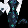 Noverlty Teal Silk Necktie For Men Solid Luxury Brand Suit Pocket Square Cufflinks High Quality Tie Set Wedding Party Barry.Wang