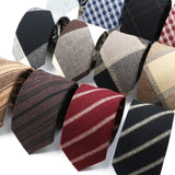 High Quality Mens 7cm Ties Classic Brown Red Striped Plaid Cotton Handmade Necktie Narrow Skinny Cravat Casual Tie Accessories