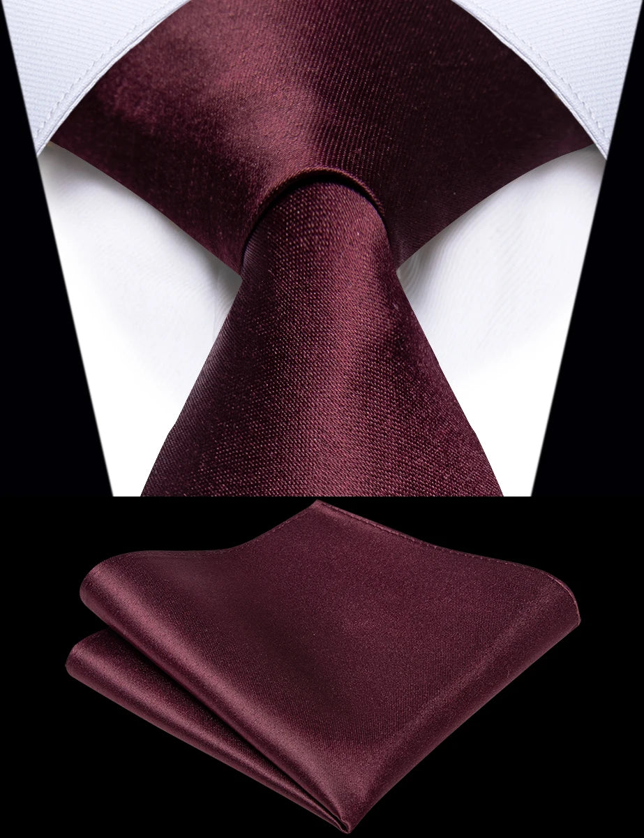 Burgundy Red Luxury Men's Tie Pocket Square Clip Set Fashion Silk Exported Brand 6 CM Slim Necktie for Man Accessories Gifts